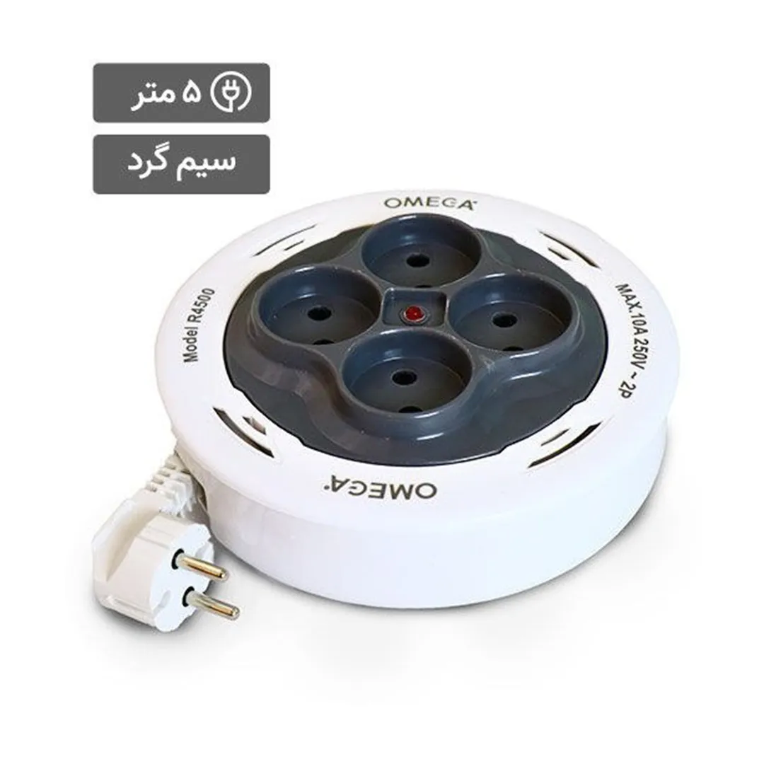 رابط برق 4خانه (جمع شونده) سیم گرد اُمگا – طول 5متر - تصویر 2